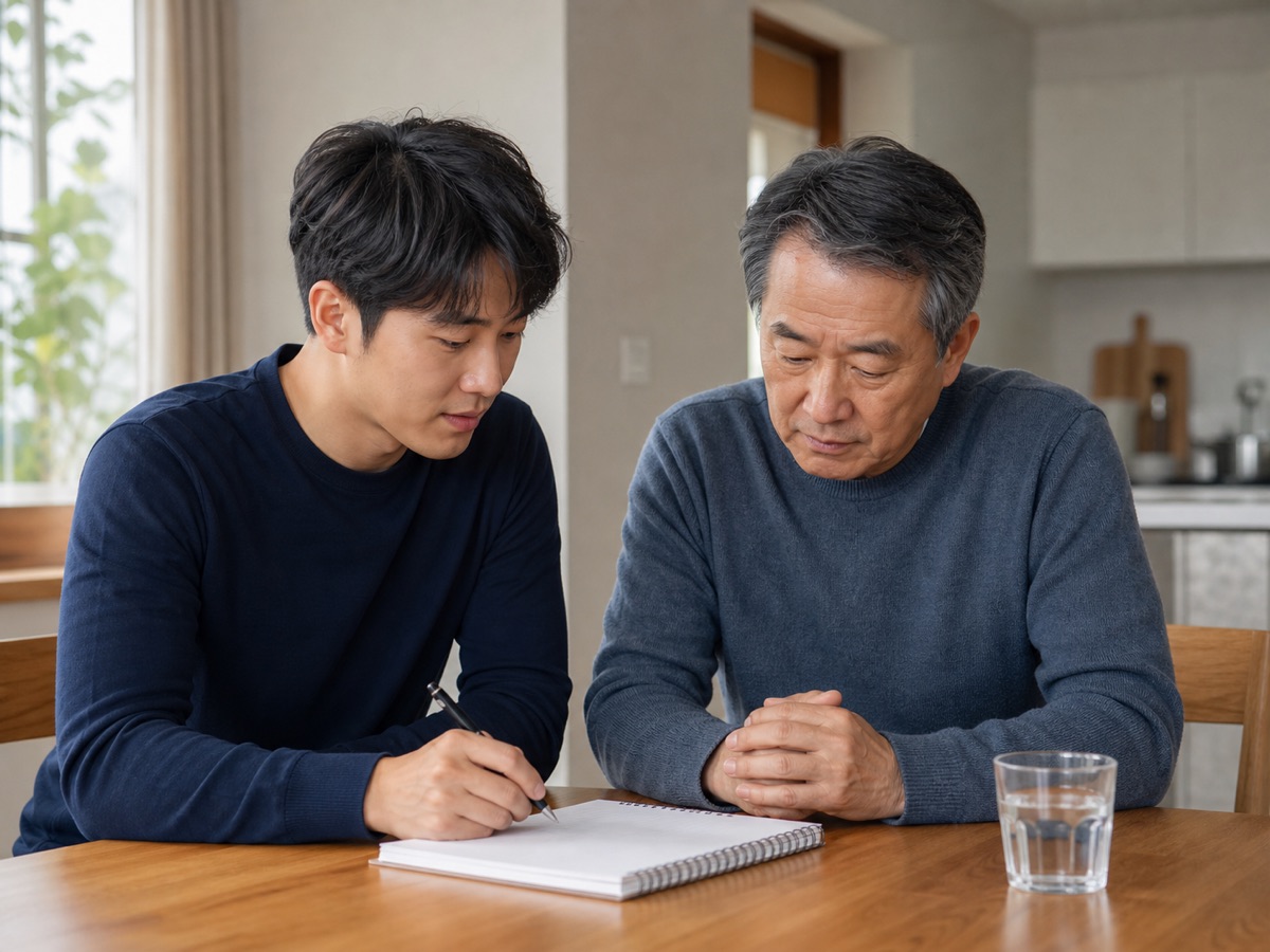 가족이 건강과 생활 선택을 함께 이야기하는 모습
